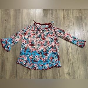 Johnny Was size S open shoulder floral top